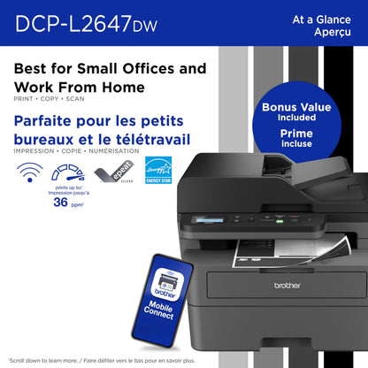 Brother DCP-L2647DW Compact Wireless Monochrome Laser Printer with Scanner, 250-Sheet PaperTray 🍁 All In One Marketplace Canada