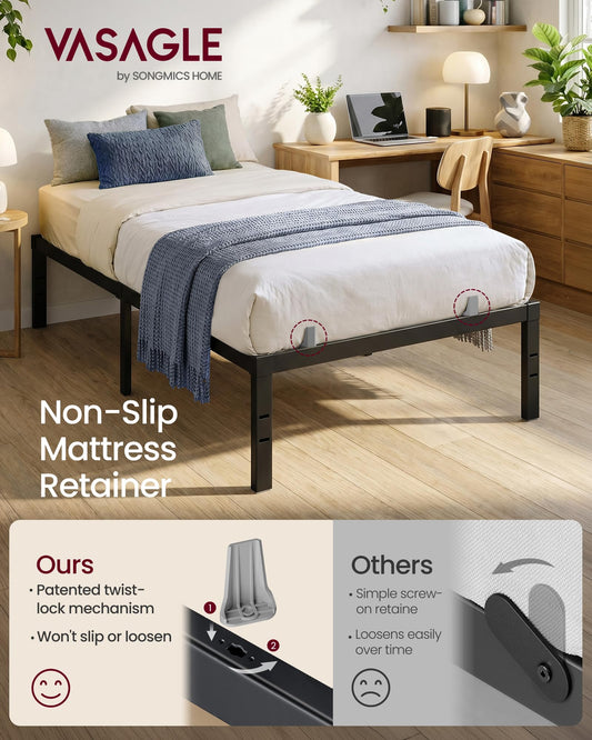 VASAGLE Twin Metal Bed Frame 14 Inches Tall, 550 lb Weight Capacity Heavy Duty Platform Bed Frame with Under-Bed Storage, No Box Spring Needed, Matte Black URMB653BD02 🍁 All In One Marketplace Canada