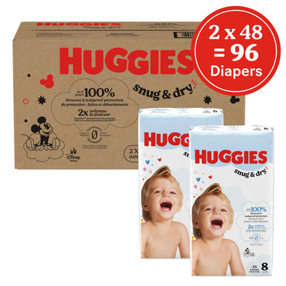 Huggies Size 8 Diapers, Snug & Dry Baby Diapers, Size 8 (45+ lbs), 96 Count (2 Packs of 48), Packaging May Vary 🍁 All In One Marketplace Canada
