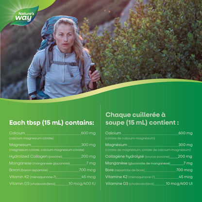 Nature's Way Calcium and Magnesium Citrate 2:1 - Liquid Supplement with Vitamin D3, Vitamin K2 and Collagen – Helps Support the Maintenance of Bones and Teeth – Orange Flavour, 500 mL 🍁 All In One Marketplace Canada