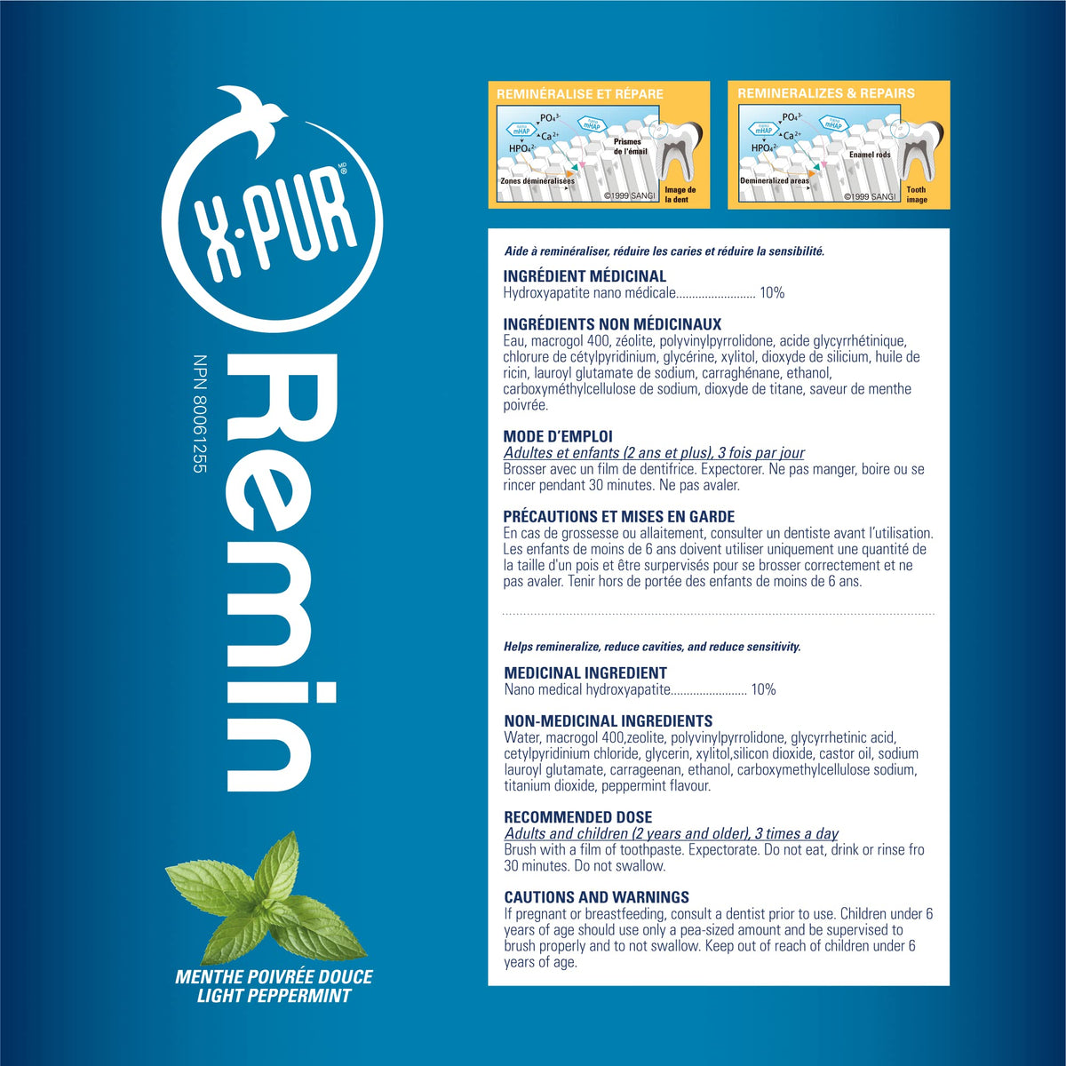 X-PUR Remin Fluoride-Free Toothpaste – Enamel Remineralization & Sensitivity Relief with Nano Hydroxyapatite & Natural Xylitol – Fights Dry Mouth & Gingivitis – 70g Tube 🍁 All In One Marketplace Canada