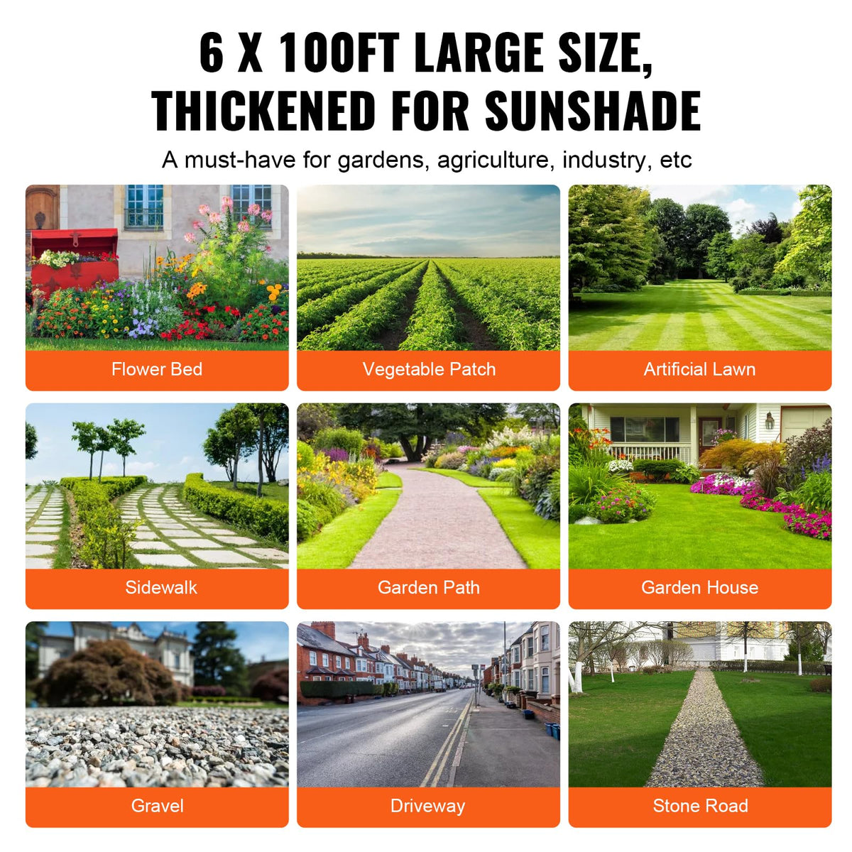 VEVOR Weed Barrier Landscape Fabric, 6*100FT Heavy Duty Garden Weed Fabric, Woven PP Weed Control Fabric, Driveway Fabric, Geotextile Fabric for Landscaping, Ground Cover, Weed Blocker Weed Mat, Black 🍁 All In One Marketplace Canada