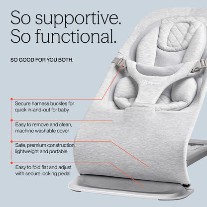Ergobaby Evolve 3-in-1 Bouncer Seat for Babies and Toddlers 5.5-25lbs - Multi Position Baby Rocker Seat with Adjustable Heights, Secure Harness, Newborn Insert - Midnight Blue 🍁 All In One Marketplace Canada