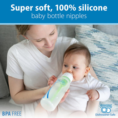 Dr. Brown's Natural Flow Anti-Colic Options+ Narrow Baby Bottle, Blue Nature, 8 oz/250 mL, with Level 1 Slow Flow Nipples, 0m+, 4 count (Pack of 1) 🍁 All In One Marketplace Canada