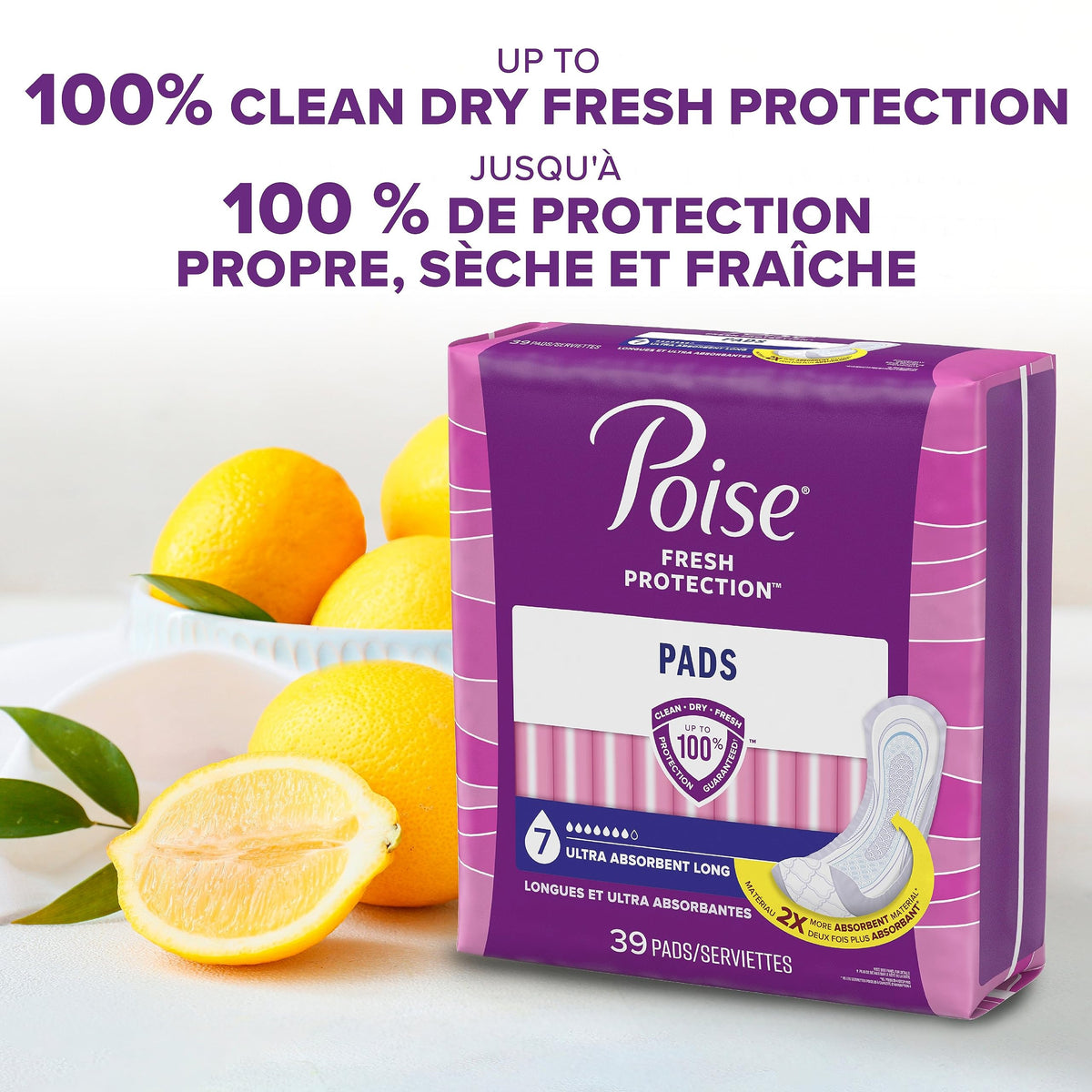 Poise Incontinence Pads for Women/Bladder Leakage Pads/Bladder Control Pads, 7 Drop, Ultra Absorbency, Long Length, 39 Count 🍁 All In One Marketplace Canada