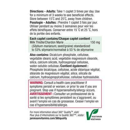 Jamieson Milk Thistle 150 mg, Supports Liver Function, Helps Relieve Digestive Disturbances. Non-GMO, Gluten-Free, 90 Vegetarian Caplets, Proudly Canadian 🍁 All In One Marketplace Canada