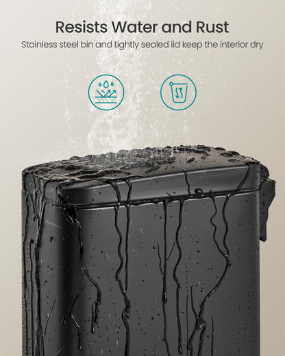 SONGMICS Bathroom Trash Can, Small Trash Bin with Lid, Slim for Small Spaces, Stainless Steel Garbage Can, Soft Close, 1.3 Gallon (5 L) Black ULTB560B05 🍁 All In One Marketplace Canada