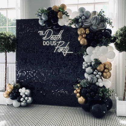 Black Sequin Backdrop Panels 3ftx6ft Glitter Shimmer Wall Background Graduation Party Backdrop for Birthday Anniversary Halloween Engagement Glitter Decor