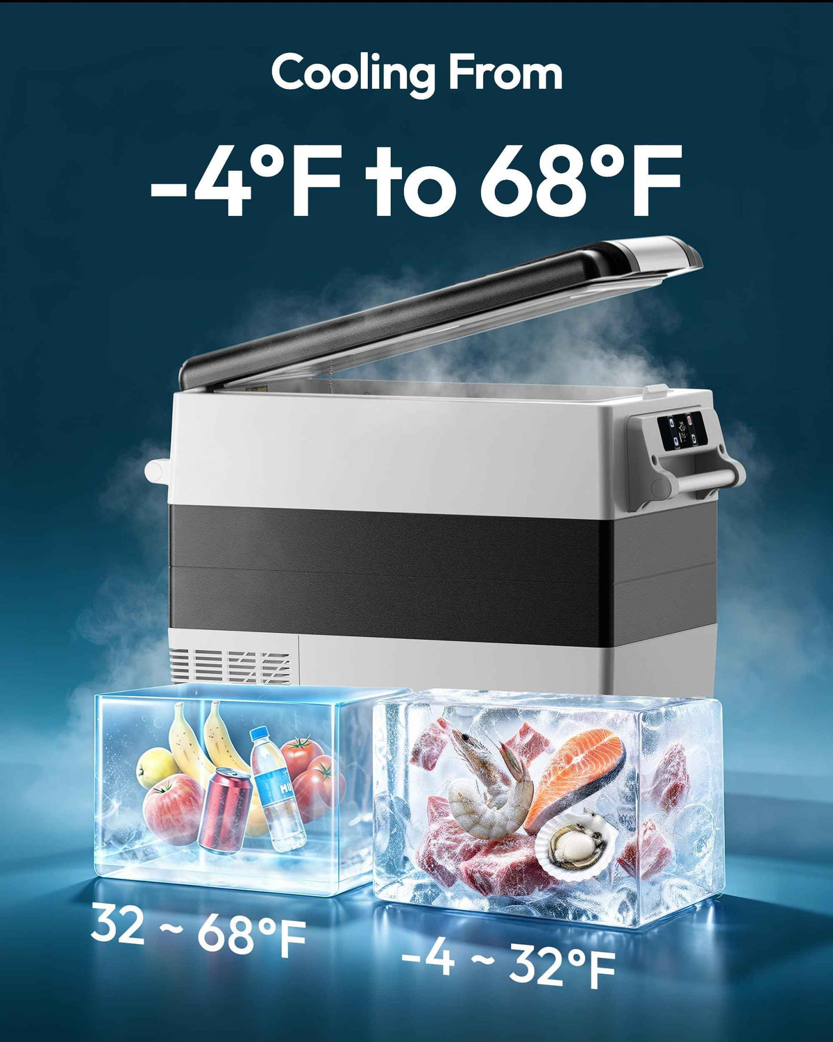 EUHOMY 12 Volt Refrigerator, 60QT(55L) Electric Cooler, 12V Fridge APP Control, 12V Cooler -4℉~68℉, Portable Freezer 12/24V DC 110-240V AC for Camping, Travel, Truck, Home 🍁 All In One Marketplace Canada