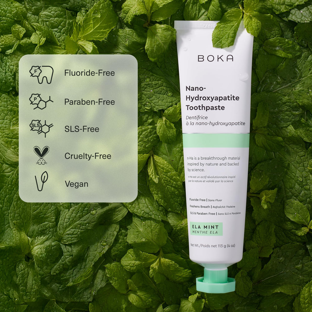 Boka Fluoride Free Toothpaste, Nano Hydroxyapatite Toothpaste, Appropriate for Sensitive Teeth - for Adult Oral Care - Ela Mint Flavor, 1.3 Fl Oz 2Pk US Manufactured 🍁 All In One Marketplace Canada