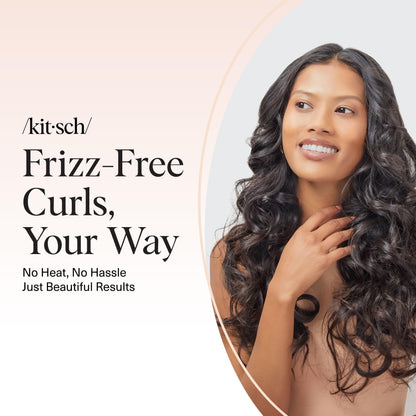 Kitsch Satin Heatless Curlers Set – Heatless Curls Overnight w/ 34" Hair Waver & 2 Satin Hair Scrunchies, Comfortable Hair Curlers to Sleep In for Frizz-Free, No Heat Damage Styling - Ivory 🍁 All In One Marketplace Canada