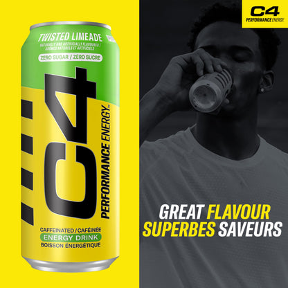 Cellucor C4 Performance Energy Drink, Twisted Limeade, Carbonated Sugar Free Drink with no Artificial Colours or Dyes, 473mL, 12 count 🍁 All In One Marketplace Canada