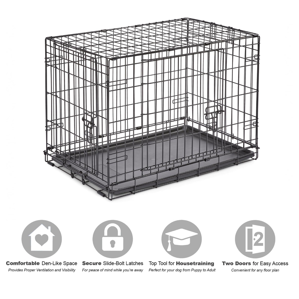 MidWest Homes for Pets 30-Inch New World Crate for Medium Breeds, 21-40 lbs, Double Door Folding Dog Crate, Leak-Proof Tray & Secure Latches, Portable, Durable & Easy to Assemble 🍁 All In One Marketplace Canada