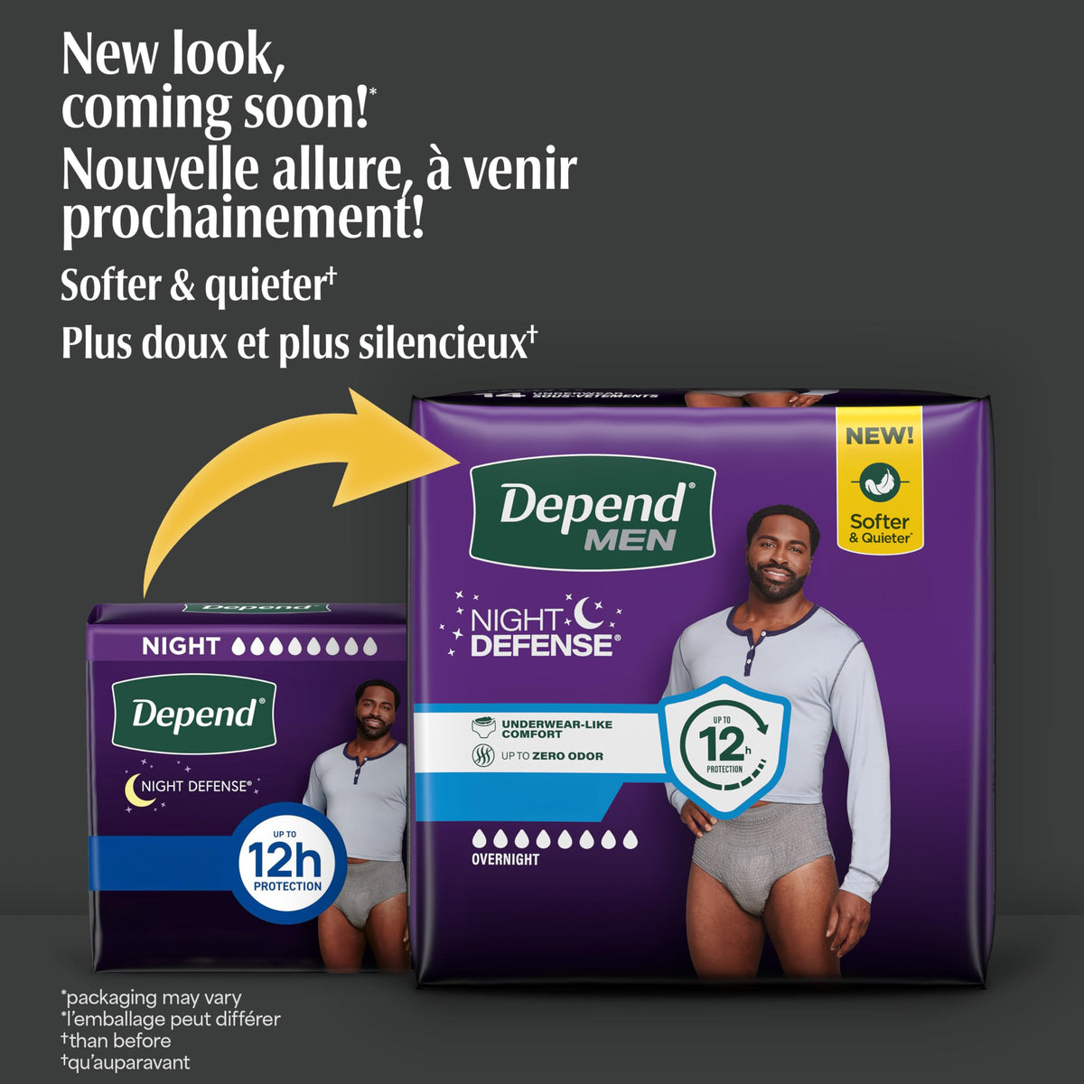 Depend Night Defense Adult Incontinence Underwear for Men, Disposable, Overnight, Small/Medium, Grey, 26 Count, Packaging May Vary 🍁 All In One Marketplace Canada