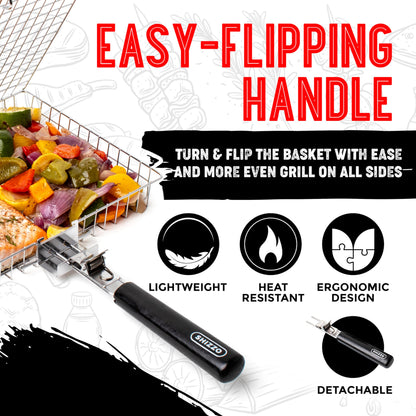 SHIZZO Grill Basket Value Set, Barbecue BBQ Grilling Basket , Stainless Steel Large Folding Grilling baskets With Handle, Portable Outdoor Camping BBQ Rack for Fish, Shrimp, Vegetables, Barbeque Griller Cooking Accessories, Gift, Gifts for father, dad, hu