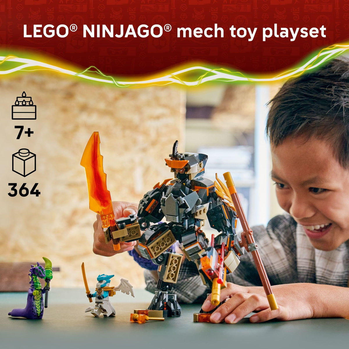 LEGO NINJAGO Cole’s Mission Mech & Dragon Zane Building Toy for Boys, Girls & Kids, Ages 7+ - Poseable Mech W/Cole, Acid Monster, & Zane Minifigures for Pretend Play - Gift Idea for Birthdays - 71854 🍁 All In One Marketplace Canada
