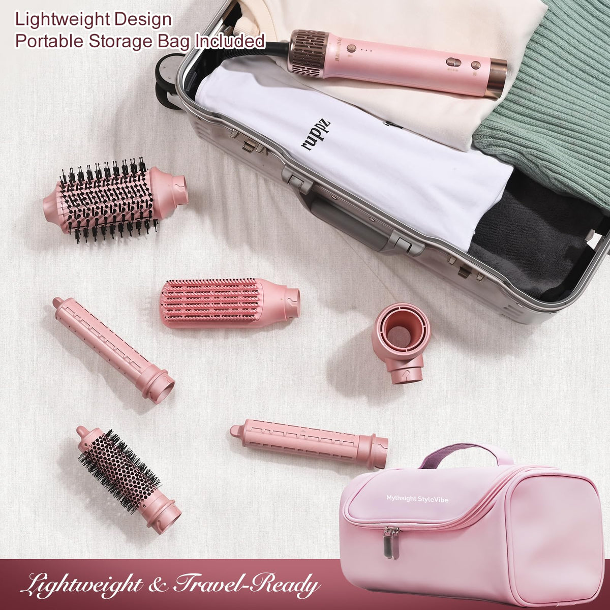Mythsight StyleVibe 6-in-1 Air Styler, Hair Dryer & Blow Dryer Brush with Auto Wrap Curl L/R, Fast Drying, Smooth Blowouts, Root-Lift Volume, No Heat Damage Frizz-Free Thermal Brush with Travel Bag 🍁 All In One Marketplace Canada
