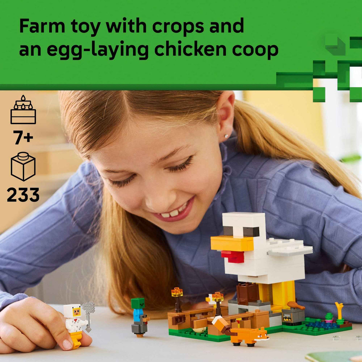 LEGO Minecraft Chicken Farm Building & Pretend Play Toy for Boys & Girls - Video Game Playset & Toy Figures for Kids, Ages 7+ - W/Chicken Fan Minifigure - Gift Idea for Birthdays - 21585 🍁 All In One Marketplace Canada