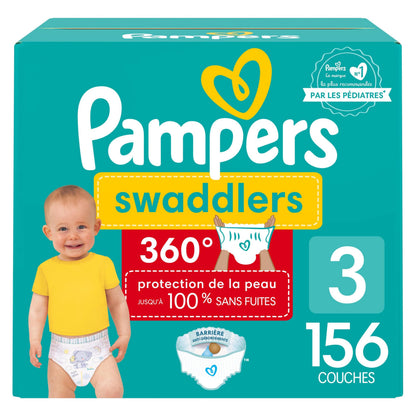 Pampers Diapers - Swaddlers 360 degrees - Size 3, 156 Count, up to 100% Leakproof Comfy Dry Fit, EZ Off Tabs Designed for Easy Changes, Pull On Diaper 🍁 All In One Marketplace Canada