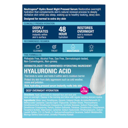Neutrogena Moisturizer Neutrogena Hydro Boost Night Pressed Face Serum With Purified Hyaluronic Acid and Antioxidants for moisturized Skin, 48g, 48 Milliliters 🍁 All In One Marketplace Canada