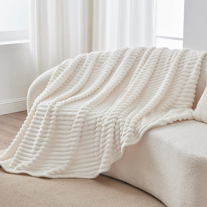 BEDELITE Fuzzy Throw Blankets Room Decor - Soft Cozy Fluffy Fleece Plush Warm Blanket, Cream White for Couch Sofa Bed, Bedroom Living Room Decor, Couverture, Gifts for Women Men Friends, 50"x60" 🍁 All In One Marketplace Canada