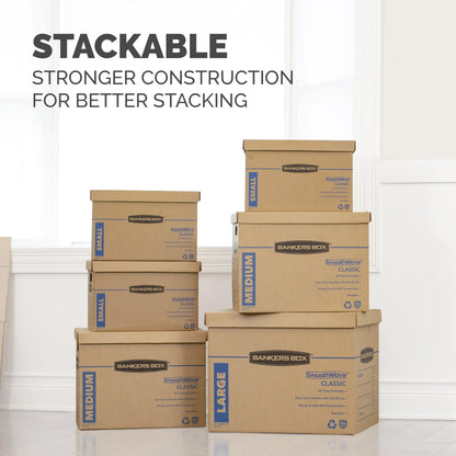 Bankers Box SmoothMove Classic Moving Boxes, Tape-Free Assembly, Easy Carry Handles, Medium, 18 x 15 x 14 Inches, 8 Pack (7717210) 🍁 All In One Marketplace Canada