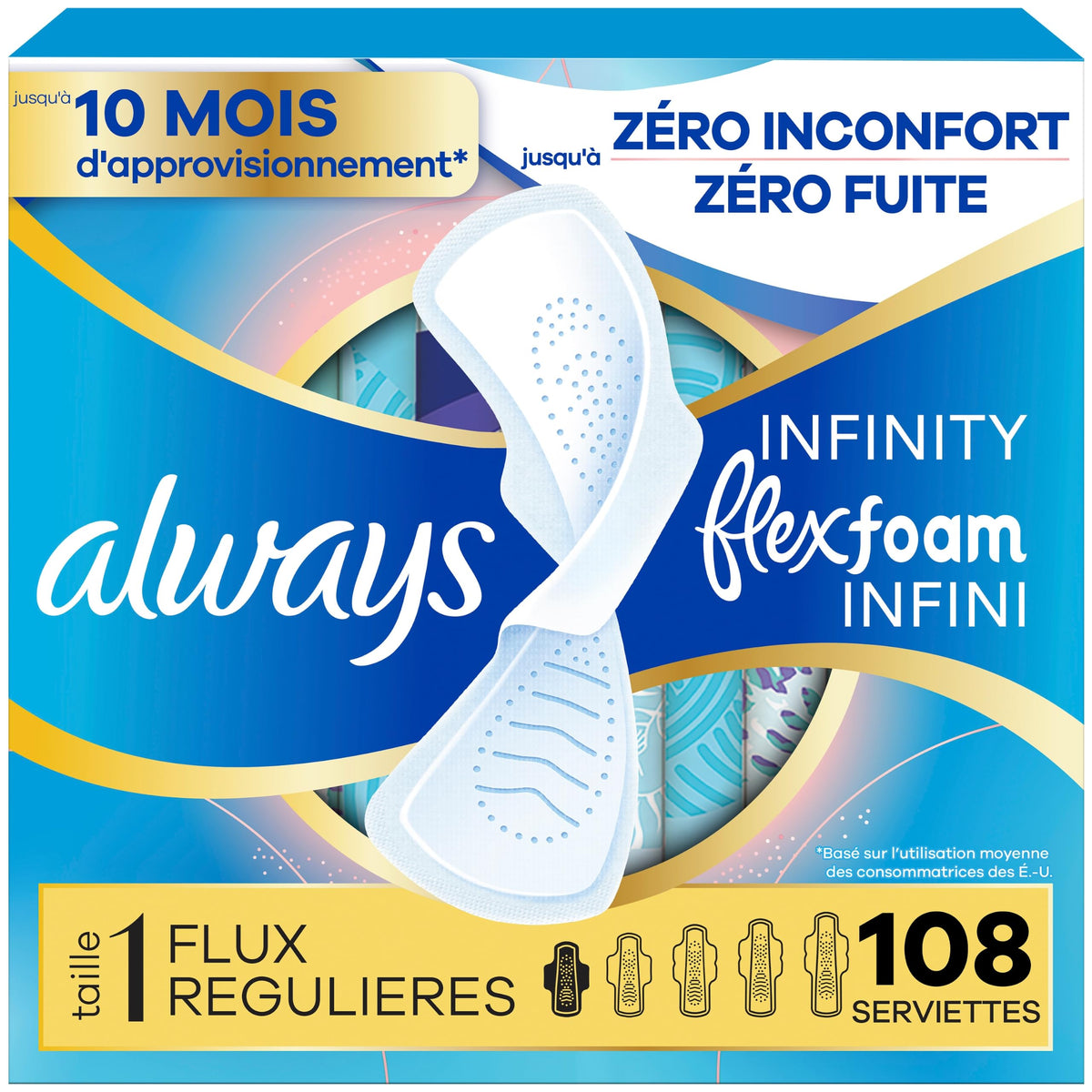 Always Infinity FlexFoam Pads for Women, Size 1, Regular Pad with Wings, Unscented, 108 Count 🍁 All In One Marketplace Canada