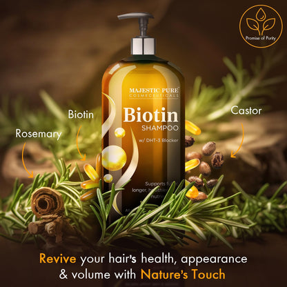 Majestic Pure Biotin Shampoo - Volumizing Shampoo for Hair Loss - with DHT-3 Blocker - Hydrating & Nourishing - Sulfate Free, for Men & Women - Thin Hair Shampoo - 16 fl oz 🍁 All In One Marketplace Canada