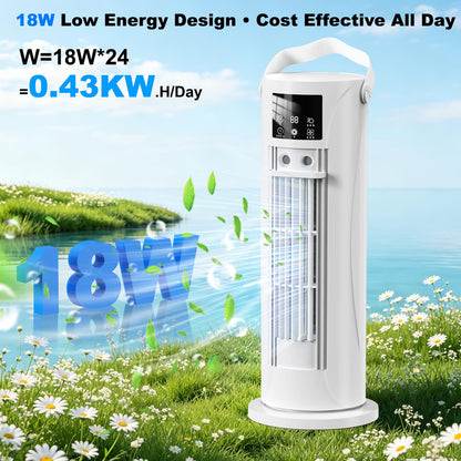 Portable Air Conditioners, 120 °rotating tower fan, portable AC for 3 wind speeds,Storm mode, 8H timing, Evaporative Air Cooler with remote control,750ML water tank, spray,cooling fan for home - white 🍁 All In One Marketplace Canada