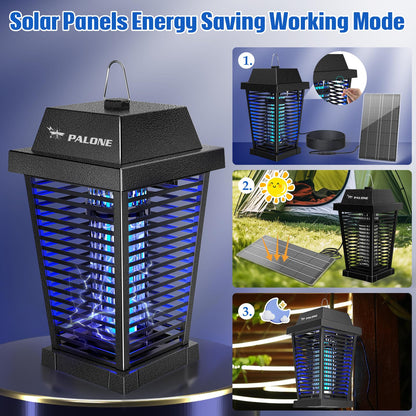 PALONE Bug Zapper with 4500V, USB-C and Solar Panel Dual Charging, Waterproof Bug Zapper with 7.5W Solar Charging Panel, Suitable for Camping Outdoor 🍁 All In One Marketplace Canada