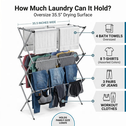 Honey-Can-Do Oversize Collapsible Clothes Drying Rack DRY-09066 Silver, 50 lbs 🍁 All In One Marketplace Canada