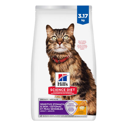 Hill's Science Diet Adult Sensitive Stomach & Skin Chicken & Rice Recipe Dry Cat Food 3.17 kg Bag 🍁 All In One Marketplace Canada