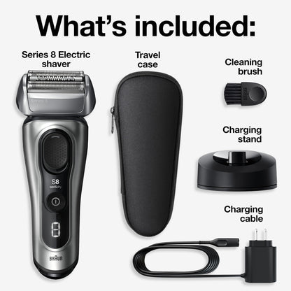 Braun Series 8 Electric Shaver for Men with Precision Long Hair Trimmer, Wet and Dry Electric Razor with Charging Stand and Travel Case, 8517s Galvano Silver 🍁 All In One Marketplace Canada