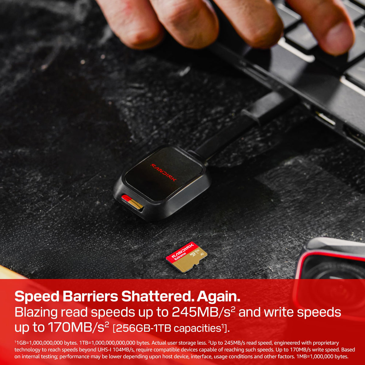 SANDISK 256GB Extreme microSD UHS-I Card - Up to 245MB/s Read Speed and 170MB/s Write Speed, 5.3K Video, 4K UHD Video, high-Performance for Action cams, Drones, Android Devices - SDSQXH9-256G-GZ6MA