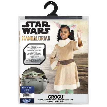 Jazwares Costume Play Star Wars Grogu Official Youth Halloween Dress - Premium Quality Minky Robe with Minky Headpiece (L)