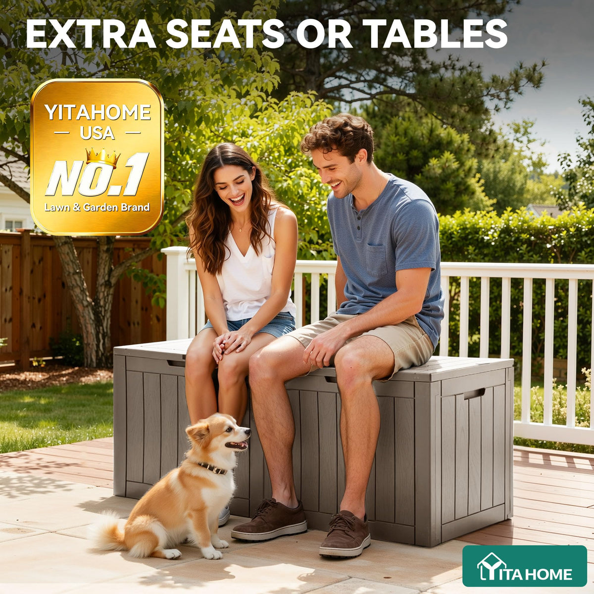 YITAHOME 31 Gallon Outdoor Storage Deck Box, Waterproof Resin Package Delivery and Storage Box with Lockable Lid for Patio Furniture Cushions, Pool Accessories, Garden Tools, Taupe 🍁 All In One Marketplace Canada