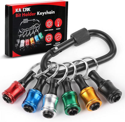Upgrade, Push to Unlock,katerk 6pcs 1/4 inch Hex Shank Aluminum Alloy Screwdriver Bits Holder Light-weight Quick-change Extension Bar Keychain Drill Screw Adapter Change Portable, With Black Carabiner 🍁 All In One Marketplace Canada