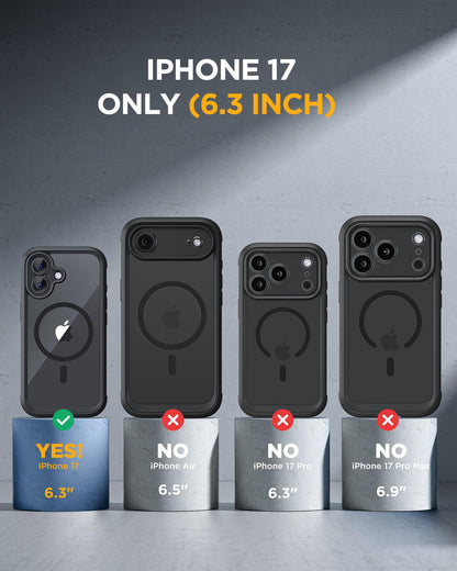 Miracase for iPhone 17 Case 6.3'', Full-Body Bumper Military Grade Drop Protection Outdoor Phone case with Built-in Glass Screen &Camera Control,Easy Installation,No Gap,Compatible with MagSafe,Black 🍁 All In One Marketplace Canada