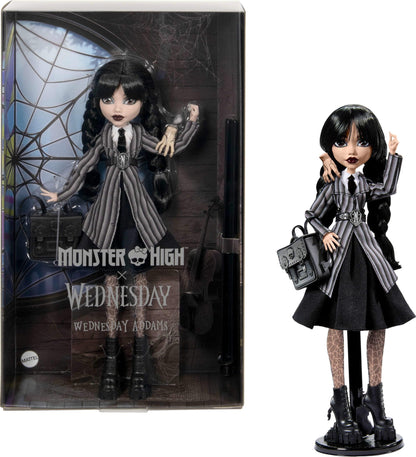 Monster High Wednesday Doll and Accessories, Wednesday Addams Collectible in Nevermore Academy Uniform with Thing and Backpack, Doll Stand 🍁 All In One Marketplace Canada