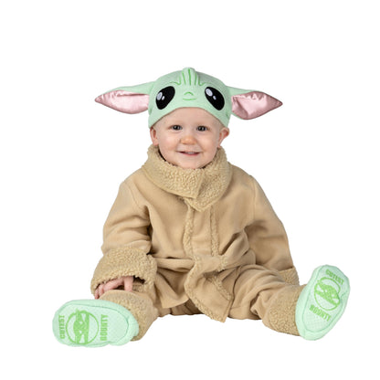STAR WARS Grogu Official Infant Deluxe Halloween Costume - Premium Quality Minky Fabric Top and Pants with Cap and Non-Slip Grip Booties (6-12 months)