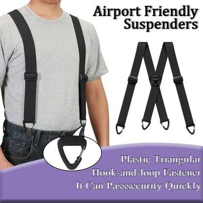 Suspenders for Men Heavy Duty Mens Suspenders Elastic 1.5-inch Braces Adjustable with 4 Plastic Snap Loop for Jeans Pants Outdoor Work Wedding Black 🍁 All In One Marketplace Canada