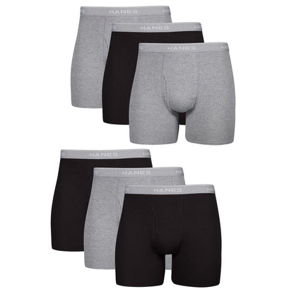 Hanes Boxer Briefs, Cool Dri Moisture-Wicking Underwear, Cotton No-Ride-up for Men, Multi-Packs Available, 6 Pack - Black/Gray, Large 🍁 All In One Marketplace Canada