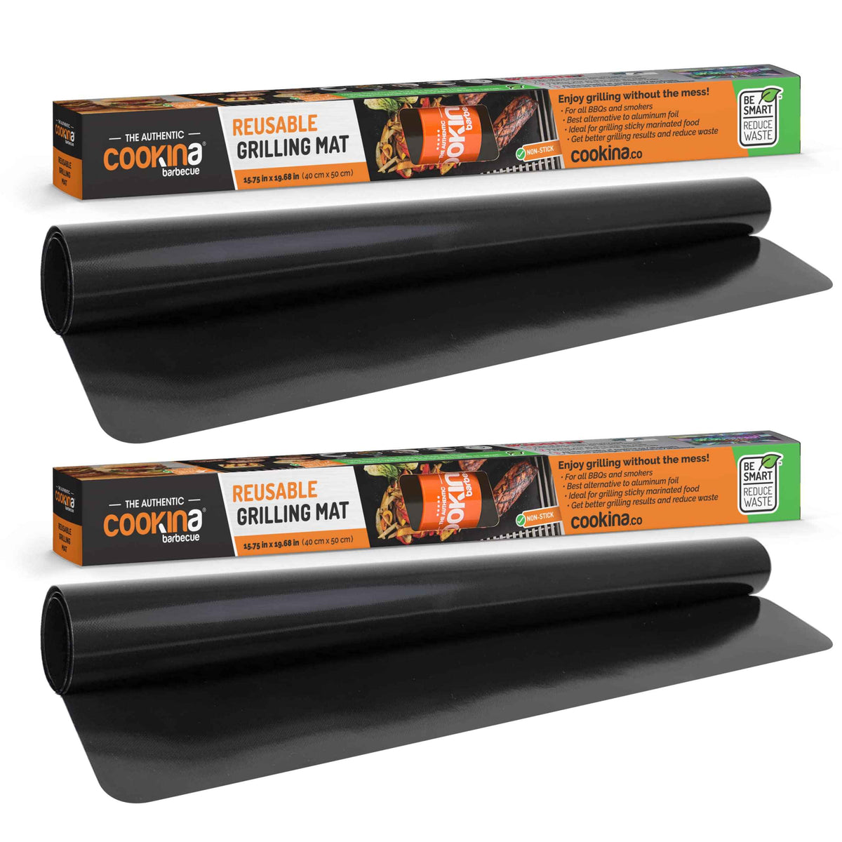COOKINA BBQ Reusable Grill Mat (Pack of 2) - 100% Non-Stick, Easy to Clean Grilling Sheet for Smokers, as well as Gas, Charcoal and Electric Barbecues 🍁 All In One Marketplace Canada