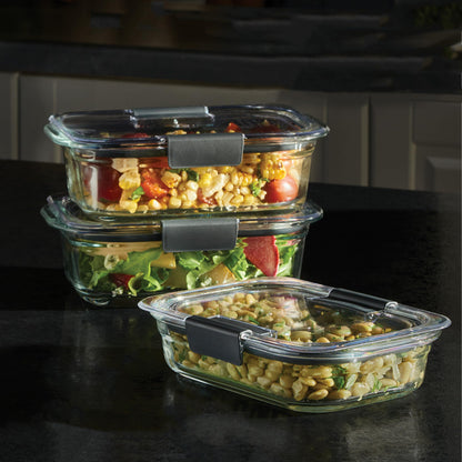 Rubbermaid Brilliance Glass Food Storage Containers, Set of 9 Food Containers with Lids (18 Pieces Total), BPA Free and Leak Proof 🍁 All In One Marketplace Canada