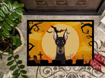 Caroline's Treasures BB1803MAT Halloween Doberman Doormat 18x27 Front Door Mat Indoor Outdoor Rugs for Entryway, Non Slip Washable Low Pile, 18H X 27W