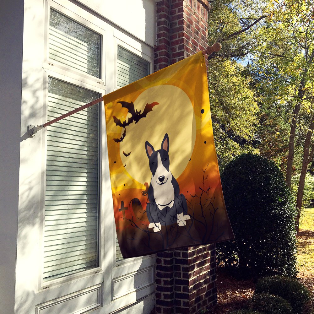 Caroline's Treasures BB4399CHF Halloween Bull Terrier Black White Flag Canvas House Size, Large, Multicolor