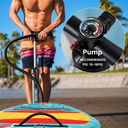 Overmont Inflatable Paddle Board 10'7" x 33" x 6", Extra Wide SUP for Adults & Beginners, 350 lb Stand Up Paddle Board with Adjustable Paddle, Pump, 3 Fins, Leash, Backpack & Repair Kit 🍁 All In One Marketplace Canada