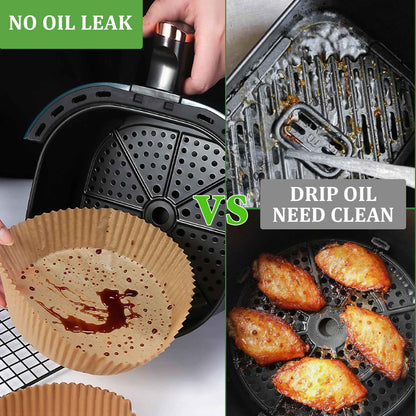 200pcs Air Fryer Disposable Paper Liner, Non-Stick Disposable Air Fryer Parchment Paper Liners, Baking Paper for Air Fryer Oil-Proof, Water-Proof, Food Grade Parchment（6.3" in Bottom, 7.9" on top） 🍁 All In One Marketplace Canada