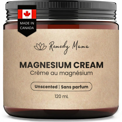 Remedy Mama Unscented Magnesium Cream for Daily Comfort – with Hemp Seed Oil, Jojoba Oil, Mango & Shea Butter – Magnesium Oil Spray Alternative – Natural, Gentle & Skin-Friendly – 4oz Glass Jar – Made in Canada 🍁 All In One Marketplace Canada