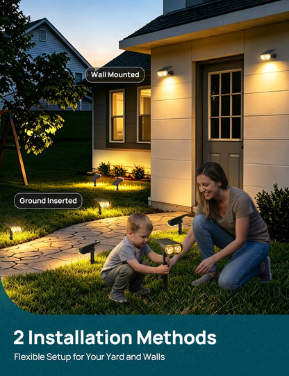 Linkind Solar Lights Outdoor Waterproof IP67, StarRay Dusk-to-Dawn Outdoor Solar Lights, 3 Lighting Modes Solar Spot Lights Outdoor for Garden, Yard, Landscape (Warm White, 4 Pack) 🍁 All In One Marketplace Canada